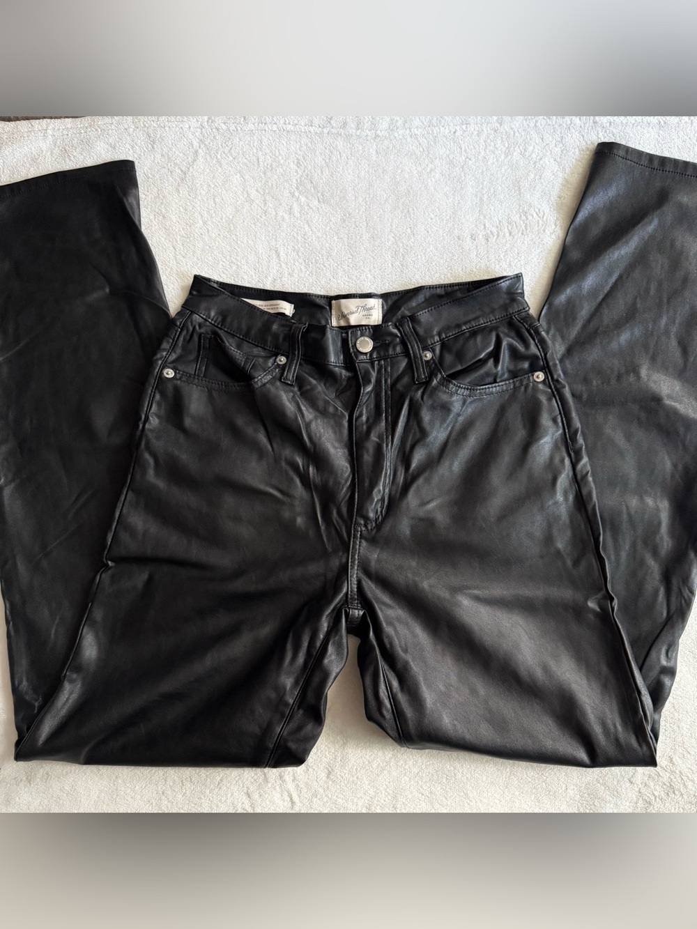 Universal Thread Black Slim Straight Leather Jeans for Women